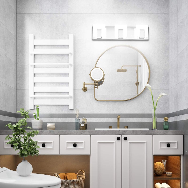 Aipsun 3 Lights Modern LED Vanity Light for Bathroom Frosted White Acrylic Chrome Up and Down Bathroom Wall Light Fixtures Over Mirror(White Light 6000K) - Image 3